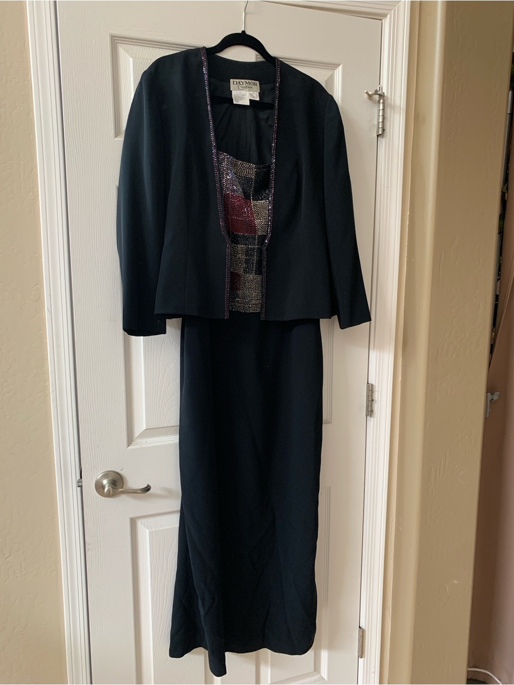 Black Beaded dress with matching bolero.